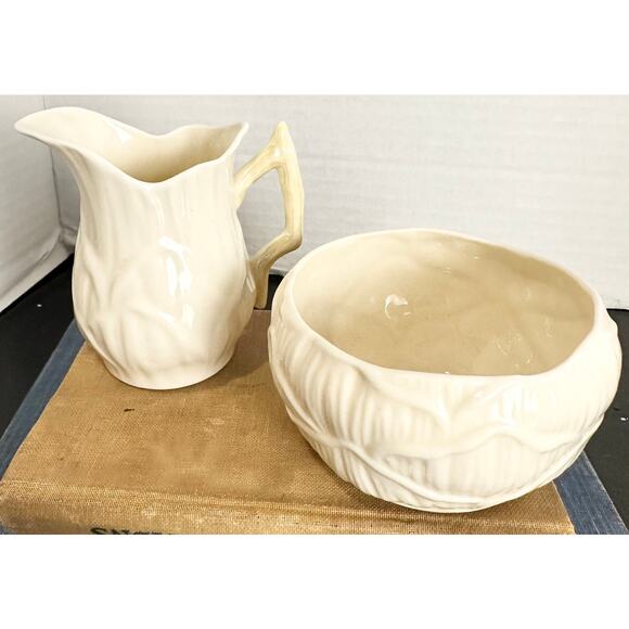 Belleek Sugar Creamer Set Lily White Collection  5th Mark 1955-1965 Ireland - Picture 10 of 10